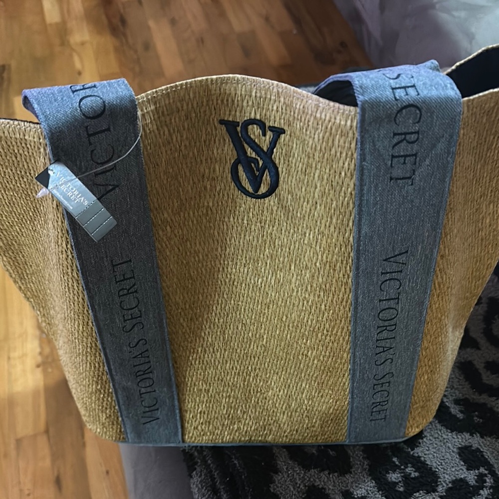 Victoria's Secret Beige and Blue Tote Bag